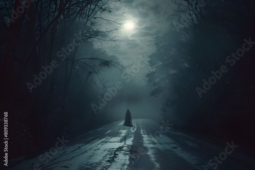 Haunted Child Apparition on a Desolate Road - An Urban Legend Illustrated