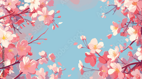Spring background with blooming sakura flowers. Des