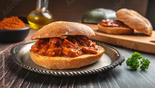 chilean and argentinian food traditional choripan with spicy pebre chorizo sandwich with chorizo sausages and bread