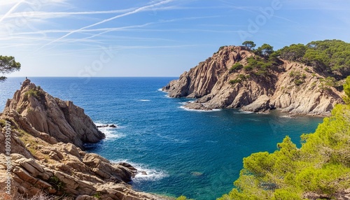 landscape of the cliffs on the coast of the province of girona on the costa brava in catalonia in spain