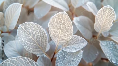 Leaves adorned with lovely white patterns