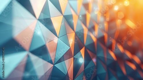 Abstract geometric background with triangular shapes and blue-orange color gradient