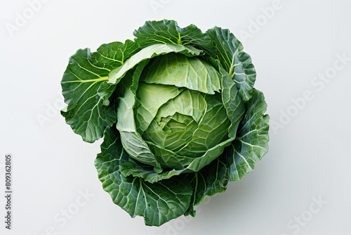 a head of cabbage on a white surface