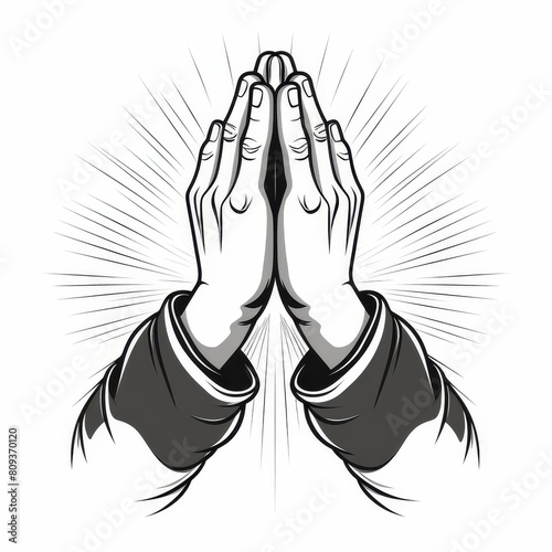 Hands folded in tranquil prayer, a reverent human gesture, Ai Generated