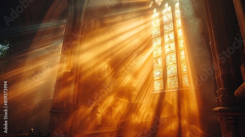 Divine Illumination: Sunbeams Shine Through Church Window