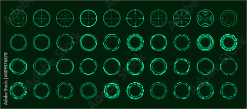 サイバー・照準イメージの丸・円の緑セット