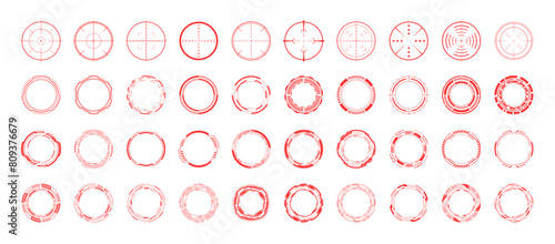 サイバー・照準イメージの丸・円の赤セット 