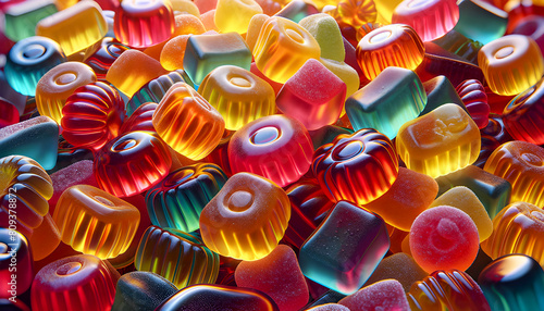 A colorful assortment of gummy vitamin candies, bursting with fruity flavors and essential nutrients, making daily health routines fun and delicious.