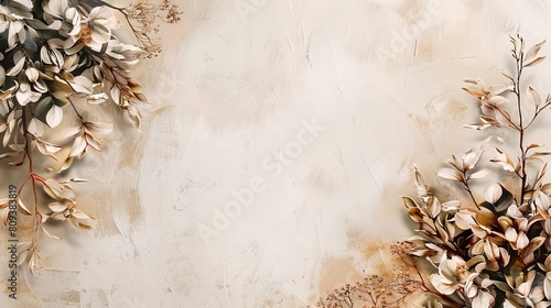 A simple beige background with a subtle texture, adding depth without overpowering the design.