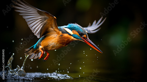 White-throated Kingfisher taking a bath