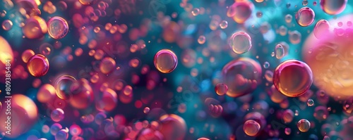 A vibrant microscopic world, where carbon dioxide molecules resemble playful, neoncolored spheres in constant motion