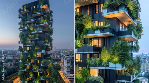 Green Oasis in the Sky: A Sustainable Vertical Forest Skyscraper with Eco-Friendly Balconies Redefining Modern Urban Living Spaces and Architecture