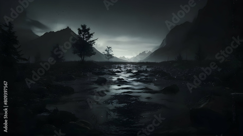 Dramatic noir dark nature landscape