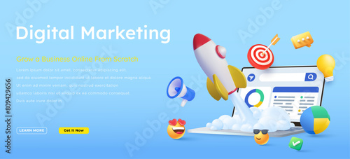 Digital Marketing seo strategy concept banner design