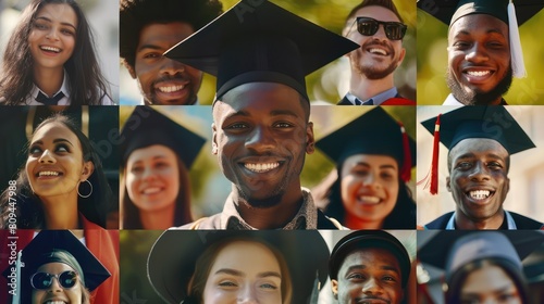 A collage of screenshots from an online graduation ceremony, showing graduates from different locations joining together to celebrate their achievements virtually. 
