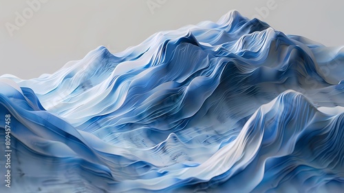 3d blue and white porcelain mountains poster background