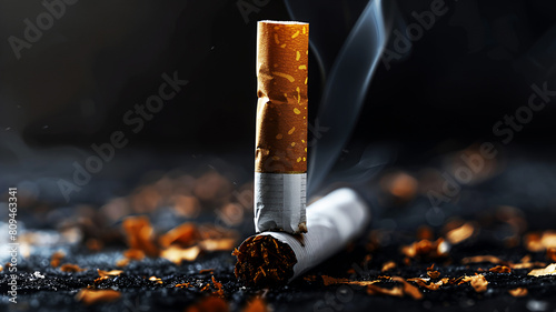 World No Tobacco Day Concept Banner, 31 May, Stop Smoking with lung , cigarette and forbidden sign awareness background, generative ai