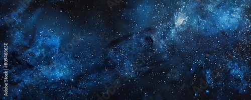 A cosmic gradient, evoking outer space with deep black fading into starspeckled midnight blue