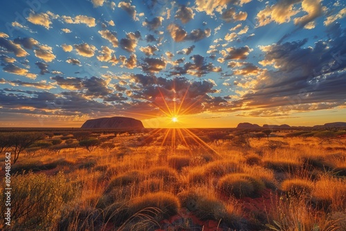 Sunset - Majestic Outback Landscape with Colorful Clouds 