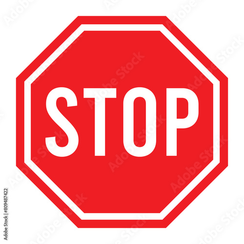 Stop Sign Vector Illustration Isolated on White Background. Traffic Regulatory Warning Stop Symbol.