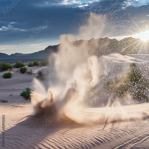 hot springs park national park,the dynamic interplay of light and shadow as sand splatters and dust explodes,