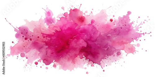 Abstract Pink color painting illustration - watercolor splashes or stain, isolated on transparent background PNG