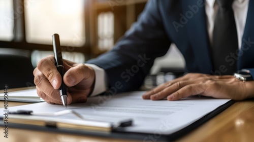 Businessman signing contractpaper. for service and law, business man feedback document concept hyper realistic 