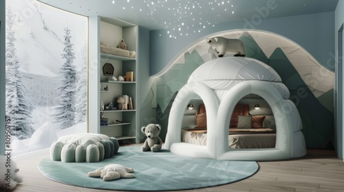 Let your kids' imagination run wild with this artic-themed bedroom