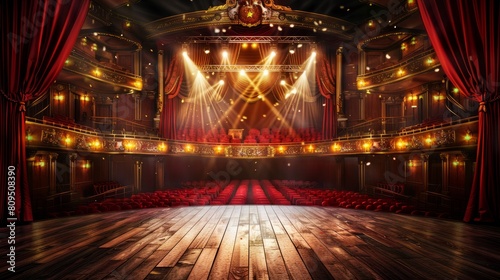 Theater stage with copy space. Theater background hyper realistic 