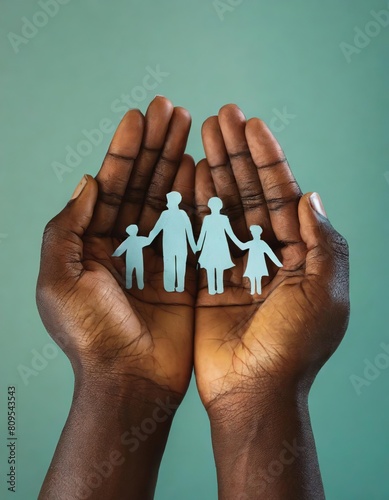 hands holding paper family cutout