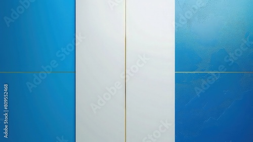 Blue and white abstract background interrupt with golden line 