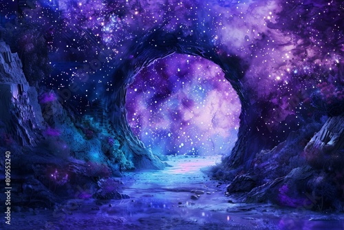 Artistic rendering of a night sky portal opening to another world