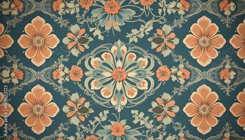 Vintage wallpaper patterns with intricate floral a upscaled_11