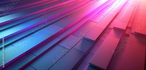 Vibrant abstract diagonal 3d stripes in a pink, blue, and purple gradient.