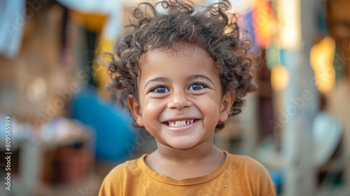 Egyptian toddler captured with expressions of curiosity, laughter, tears, and a smile