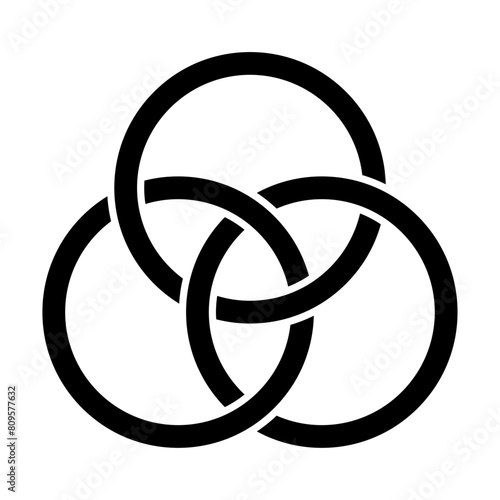 Emblem of the Trinity, three interlaced circles, an ancient Christian symbol, representing the union of the coeternal and consubstantial persons the Father, the Son Jesus Christ and the Holy Spirit.