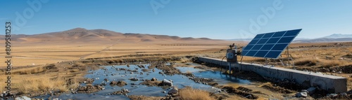 During drought events caused by El Nino, solar panels provide power for groundwater pumps in agricultural fields.