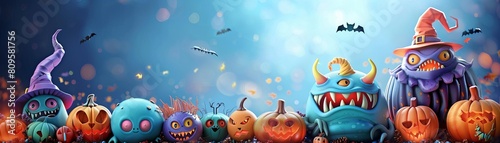 The image is a cartoon illustration of a Halloween scene