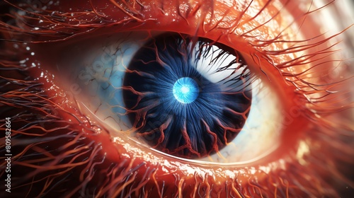 An illustration of diabetic retinopathy, eye health in diabetes