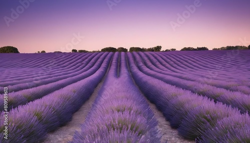 A field of lavender under a sky of gradients from upscaled 5
