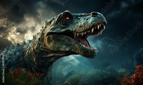 Close Up of Dinosaur Roaring