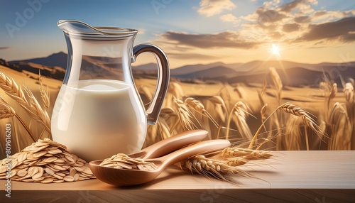 Nutrient Powerhouse: A Health Concept with Oats, Wheat, and Milk"