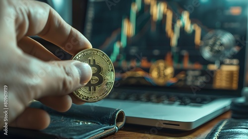 financial security with an image of a person storing cryptocurrency in a secure hardware wallet, emphasizing the importance of protecting digital assets.