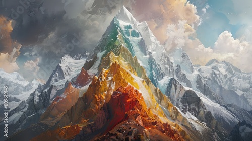Majestic Multicolored Mountain Peaks Symbolizing the Arduous Journey Ahead
