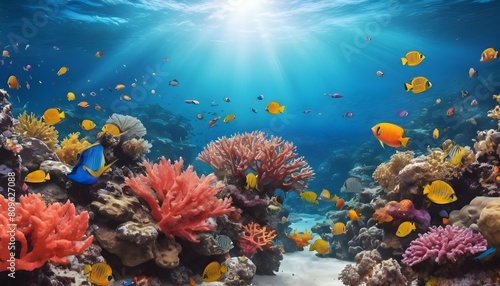 A underwater scene with coral reefs and tropical f upscaled 2