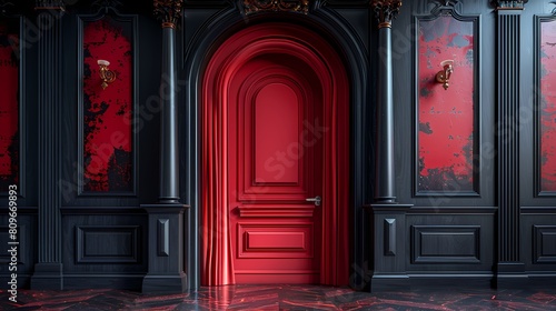 red door in a church