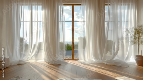 room with window and curtains