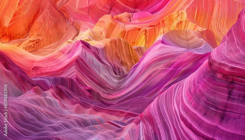 A vibrant display of Antelope Canyon's famous wave-like rock formations, enriched with hues of pink and orange