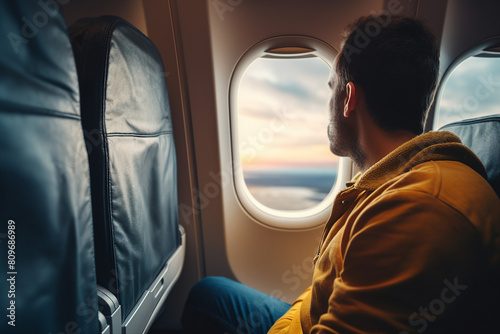 Picture created with generative AI of comfortable flight journey business trip