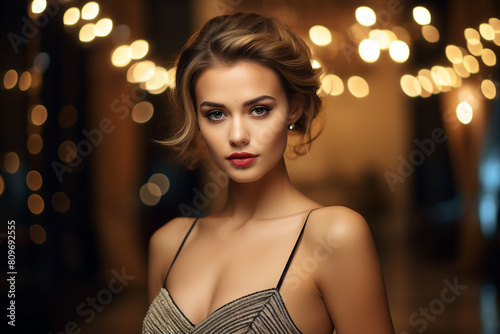 AI generated photo of attractive girl fashion model wear evening clothes
